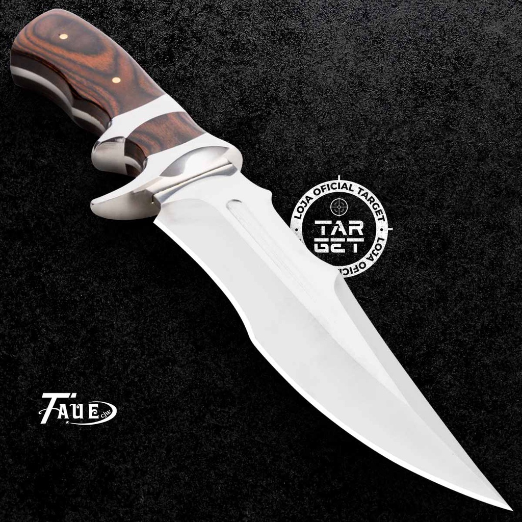 FACA DE CAÇA PESCA CHURRASCO LUXO FULLTANG AÇO INOX COM BAINHA RÍGIDA LÂMINA AFIADA TAUE SA89 FULL TANG