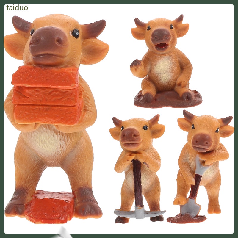 Brinquedos De Vaca Mini Animais Modelo De Decoração Trabalhando Estátua ...