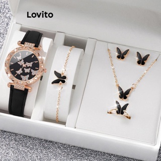 Lovito Relógio Casual Borboleta Strass Quartzo Para Mulheres LCS05004