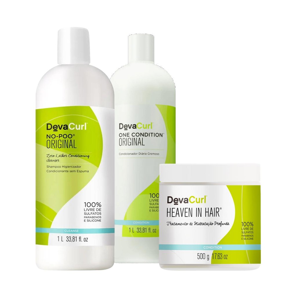 Kit Deva Curl Shampoo No-Poo 1L, Condicionador One Condition 1L ...