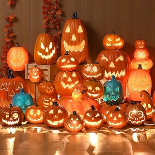 Halloween Abóbora Lanterna de Abóbora Casa Assombrada Cena ao ar livre Arranjo de decoração, adereços, expressões luminosas, grandes enfeites de abóbora