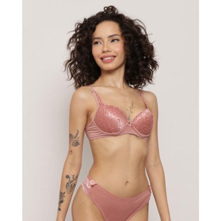 Sutiã Feminino Base Com Bojo Renda Rosa
