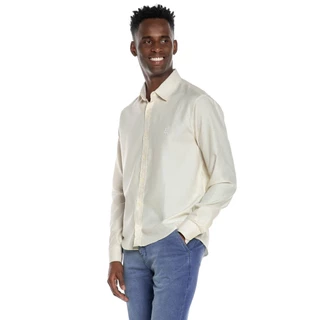 Camisa Masculina Viscolinho Lisa Color Polo Wear Off White
