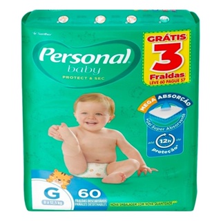 Fralda Descartável Personal Soft & Protect Hiper Tamanho G - Embalagem com 60 Fraldas