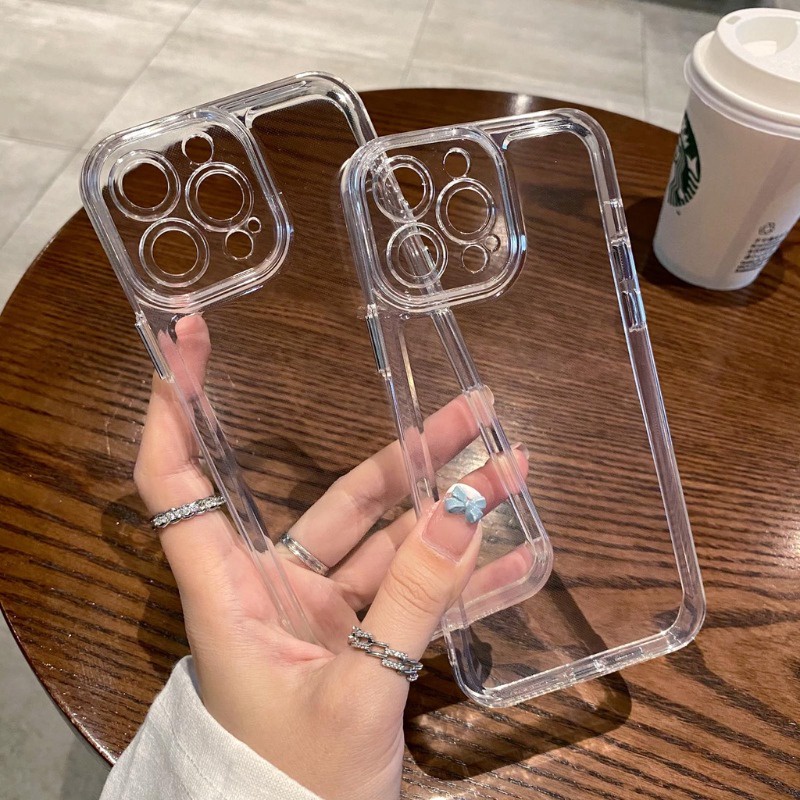 Capa Acrílica Transparente De Luxo Para iPhone 15 14 13 12 11 Pro Max Plus XR XS 8 7 6s SE 2020 2022 Pára-Choques Rígidos Com Tampa Cristal