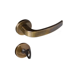 Fechadura para banheiro de aço zamac Vic 930-80 com roseta redonda bronze oxidada Pado Fechadura Zm Vic Roseta 930-40 Banheiro Bx Pado