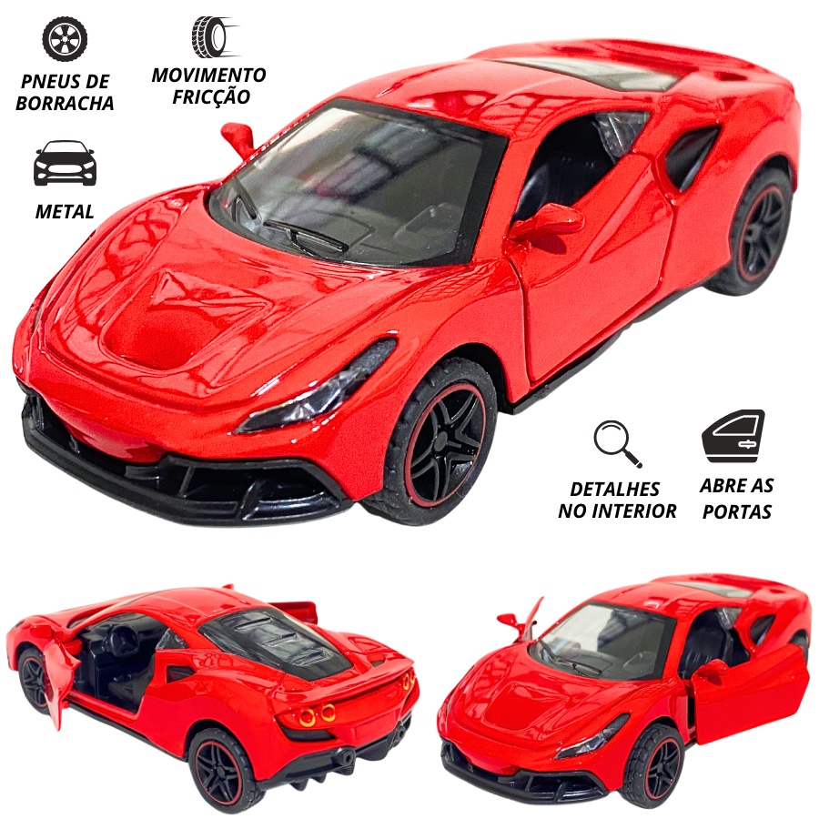 Ferrari F8 Tributo Miniatura Carrinho de Ferro Abre Portas