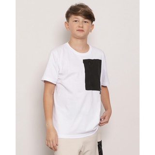Camiseta Juvenil Manga Curta Com Bolso Branca