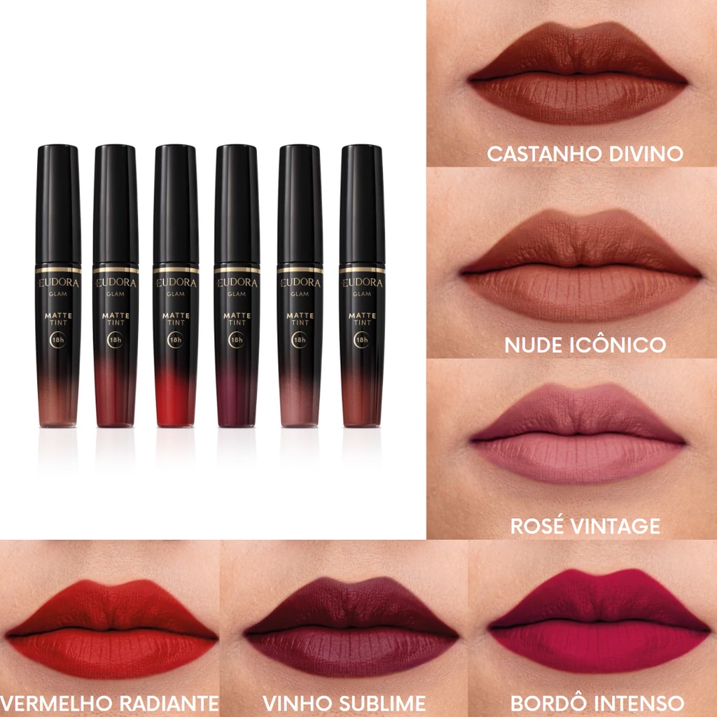 Batom Líquido Glam Matte Tint Eudora 4g