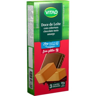 Doce de Leite Tablete Zero Cobertura Chocolate Amargo Vitao 22g