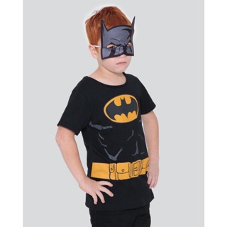 Camiseta Infantil Batman Máscara Liga da Justiça Preta