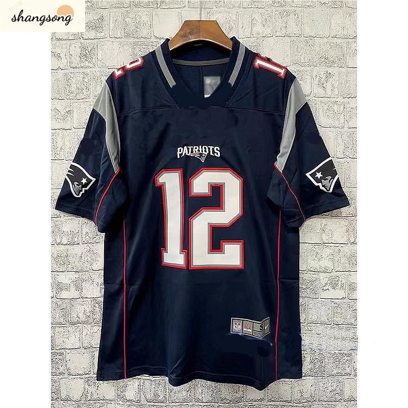 Masculino Camisa NFL New England Patriots Tom Brady Azul Limitada Camiseta de Futebol Americano Jersey