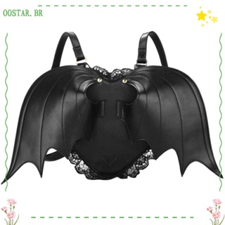 OOSTAR Black Daypack Anjo , Mochila De Asas De Morcego Com Alça Ajustável Para O Halloween , Funny PU Leather Women Heart Lolita Bag for