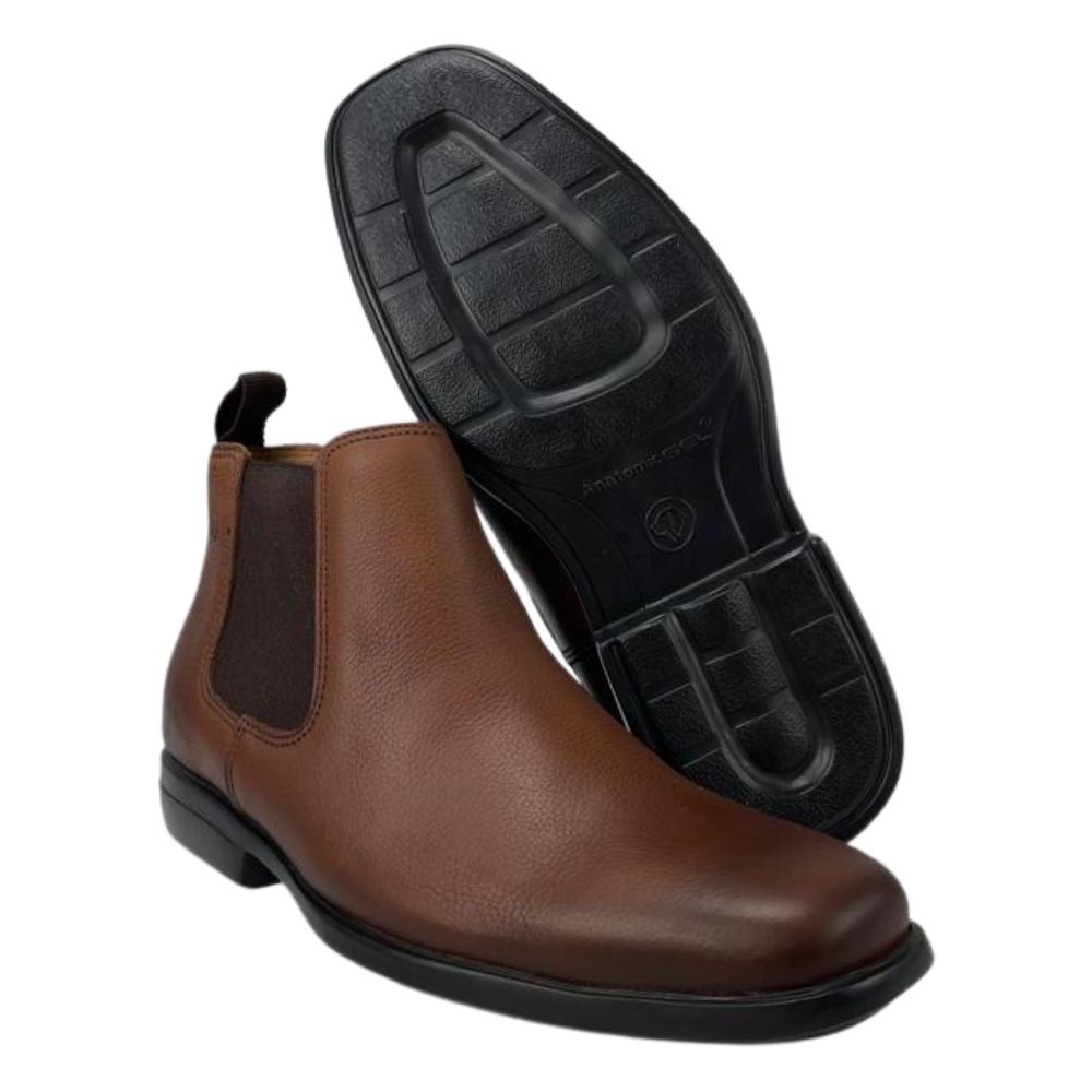 Botina Chelsea Masculina Marrom Estilo Beatles 100% Couro Anatomic