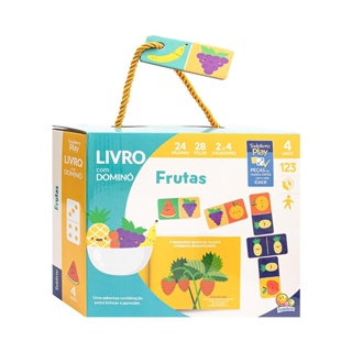 Dominó Jogo Educativo Pedagógico Mdf Frutas 28pcs Mega Impress