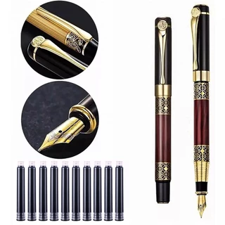 11pcs Conjunto De Tinta Para Caneta-Tinteiro Retro Metal Caligrafia F nib Classic Vintage design Gift Escrever Papelaria