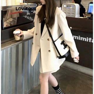 Lovito Blazer Casual Liso De Botão Duplo Para Mulheres LNA40105