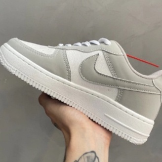 Novo Tênis Nike Feminino Cano Baixo Air Force Cinza e Branco Casual Lançamento 2023 Oferta !