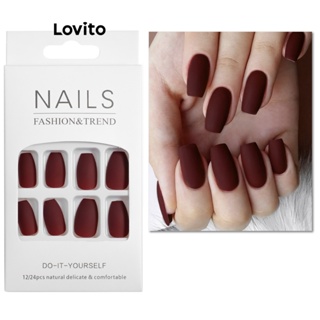 Lovito Unhas Artificiais De Esfoliação Básica Simples Casual Para Mulheres LFA11049