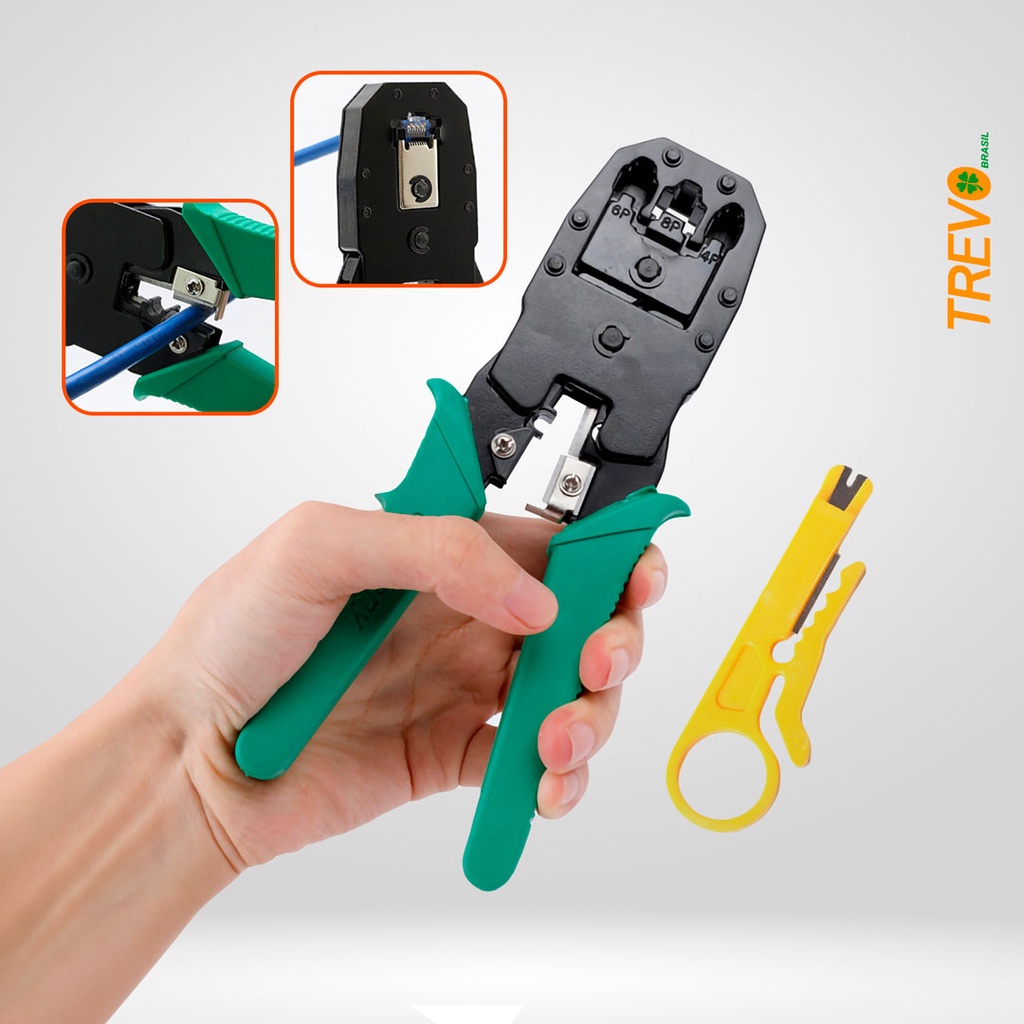 Alicate De Crimpar Conectores Rj45 Com Decapador De Cabo De Rede ...