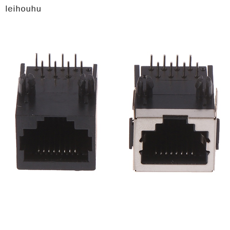 leiho 10PCS RJ45 Placa De Circuito Impresso De 8 Pinos Fêmea De Metal De Ângulo Reto Conector Jack 8P8C