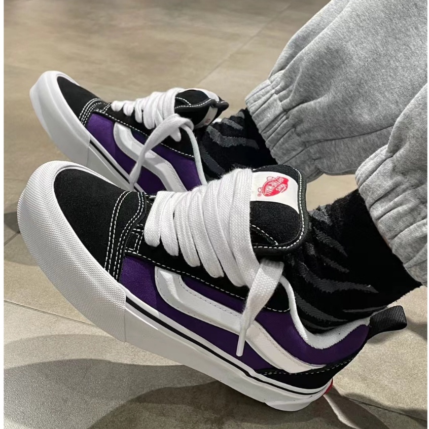 VANS Classics Knu Skool 2023 Obese Fashion Big Logotipo Pão De Batata Clássico Púrpura Lona Casual