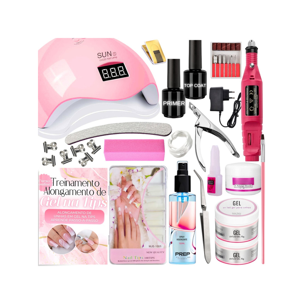 Unha Gel Completo Kit Manicure Unhas Cabine Profissional Cabine Sun 5 ...