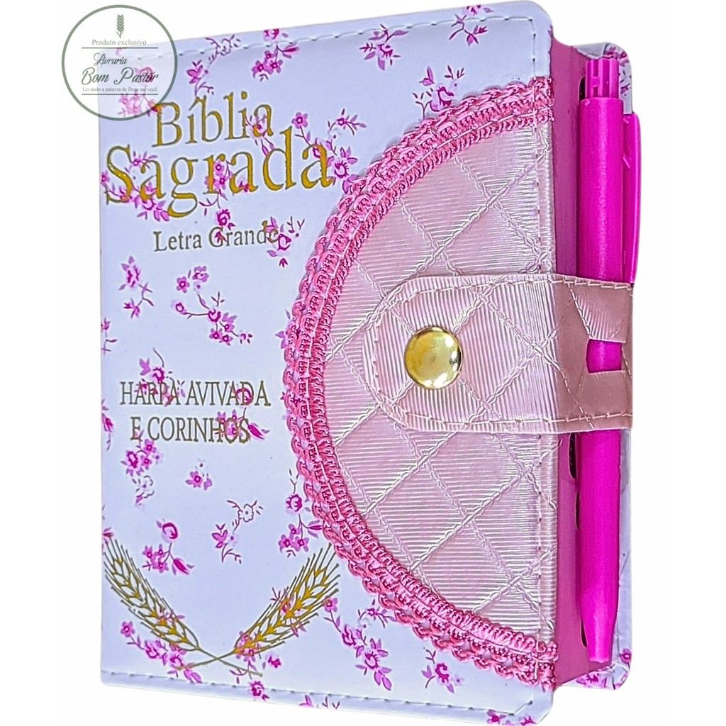 Bíblia Com Harpa Avivada E Corinhos Feminina - Pequena De Bolsa ...