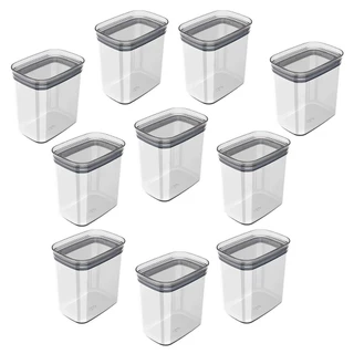 Kit 10 Pote 1,5L Porta Tempero Hermetico OU Block 10x15x16cm