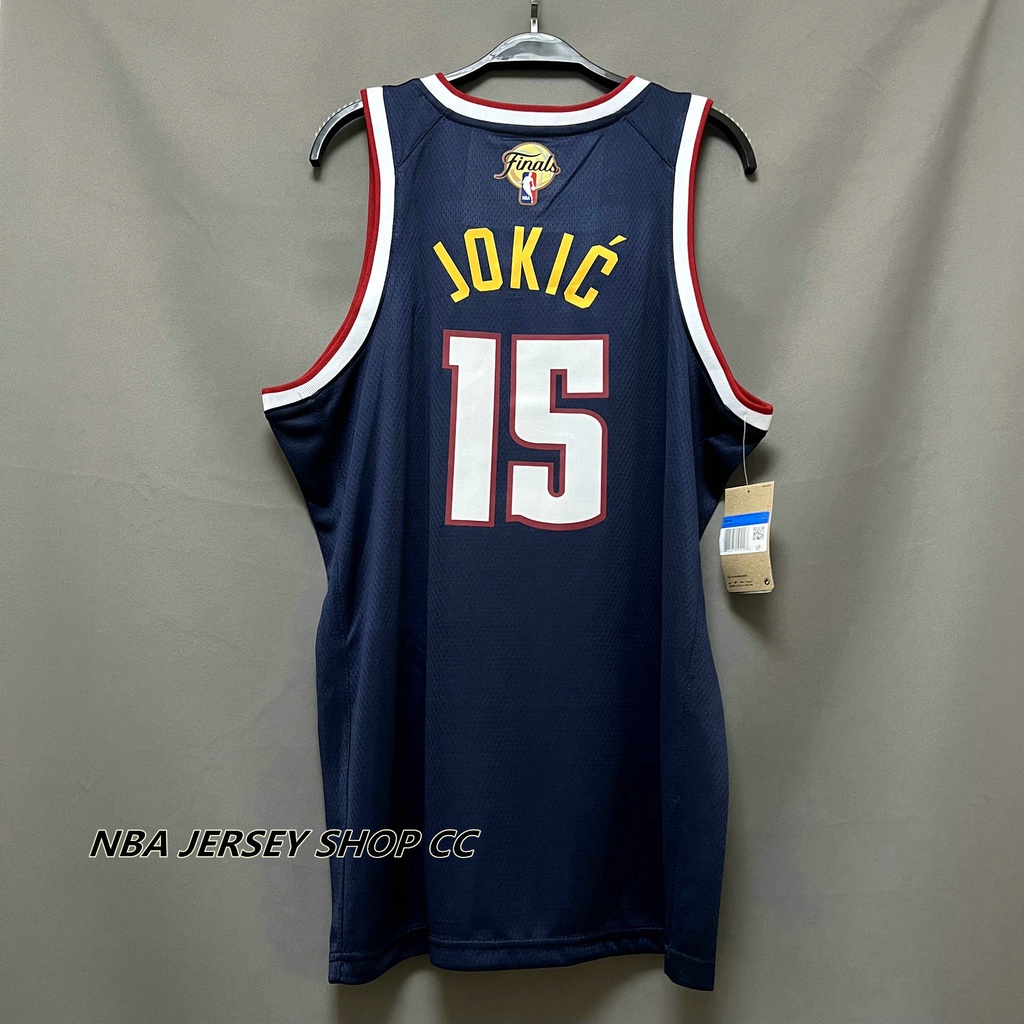 Novos Nuggets Denver Originais Masculinos Da NBA 2023 # 15 Nikola Jokic Icon Edition Jersey Navy Blue Swingman Prensado A Calor