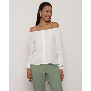 Blusa Feminina Ciganinha Viscose Off White