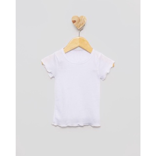 Blusa Bebê Manga Curta Canelada Branca