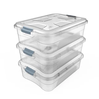 Kit 3 Caixas Organizadoras Transparente 10 Litros com Travas Uninjet