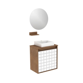 Gabinete para Banheiro Darabas com Lavatório e Espelheira Carol 50X30cm Ébano