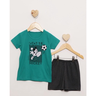Pijama Bebê Disney Mickey Manga Curta Verde