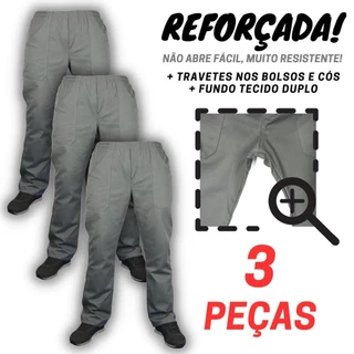 KIT - 3 - CALÇA REFORÇADA! Brim pesado! uniforme profissional construção civil trabalho pesado