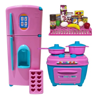 KIT Cozinha Infantil Completa 18 Peças Brinquedo Fogão Geladeira Comidinhas