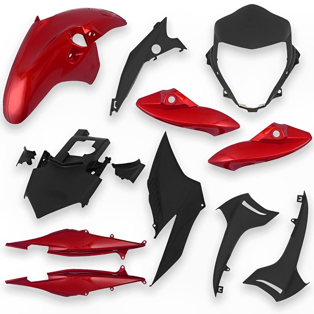 Kit Carenagem Completo Cb 300 2009 Até 2012 Vermelho Maceió - Pro Tork
