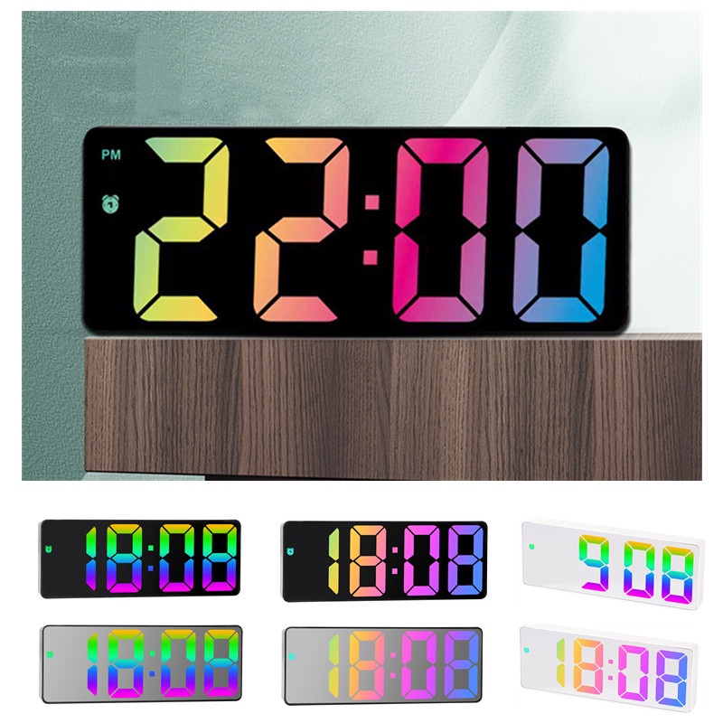 Relógio Digital LED De Cabeceira Despertador De Parede De Tela Grande Colorido Com Tempo Mesa Data