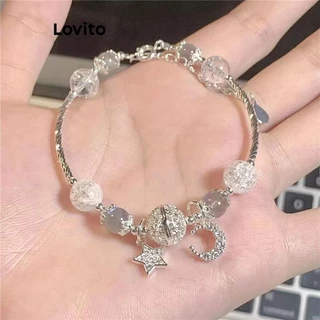 Lovito Pulseira de Estrela com Strass Simples para Mulheres LFA06110 (Prateado)