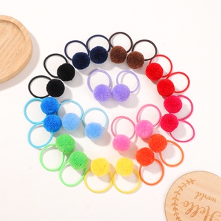 24PCS Fofo Bola De Pêlo Animal Anel Feminino Faixa Elástico Faixas Coreanas Cabeleireiro Infantil Acessórios Ornamentos