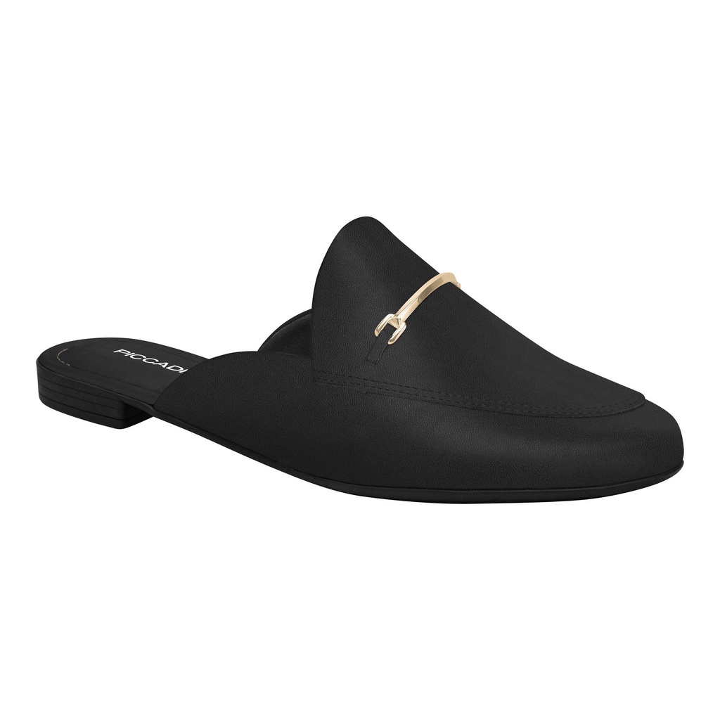 Sapato Feminino Piccadilly Mule Rasteiro Fivela Bico Redondo