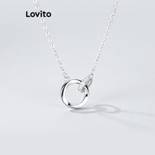 Lovito Colar Básico Elegante de Prata Esterlina S925 com Bolsa de Veludo para Presente para Mulheres L69AD004 (Prateado)
