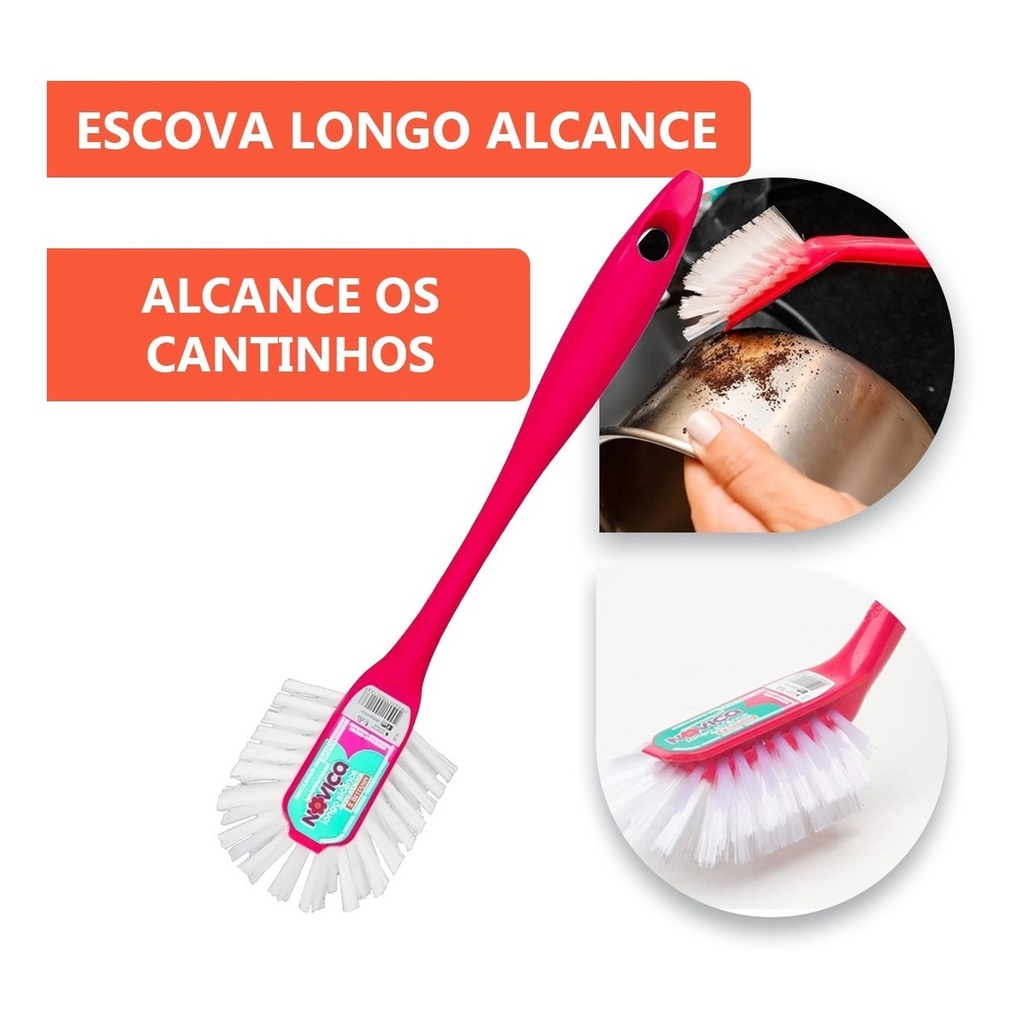 Escova Noviça Longo Alcance Multiuso Limpeza Cozinha Pia | Shopee Brasil