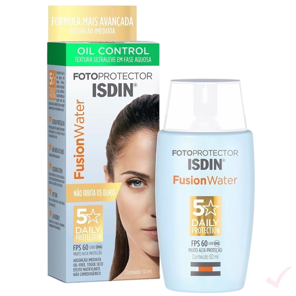 Protetor Solar Facial Fusion Water S/Cor Fps 60 Isdin Rosto 50ml ...