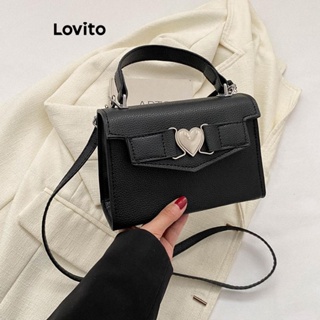 Lovito Casual Heartshape Coração Fivela Textura Quadrada Padrão Lichia Bolsa De Ombro Pequena Para Mulheres LFA11580