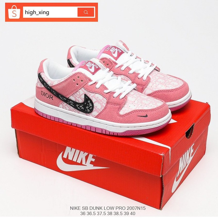 Nike SB Dunk Low Pro Sapatilhas casuais cor-de-rosa preto para tênis feminino