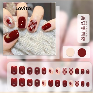 Lovito Beauty Ins Y2K À Prova De Água 3D Relevo Ano Novo Chinês Unhas Artificiais Para Mulheres LBT01043