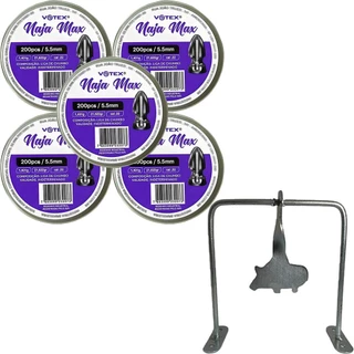 Kit 5 Chumbinhos Naja Max 5.5mm 200pcs/pot - Votex + Alvo Javali em Oferta na Shopee
