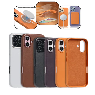capinha capa case magsafe de couro proteção para iphone 12 13 14 15 16 16E pro plus promax